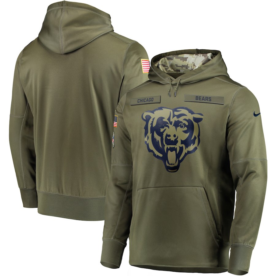 Men Chicago Bears Nike Olive Salute To Service KO Performance Hoodie Green